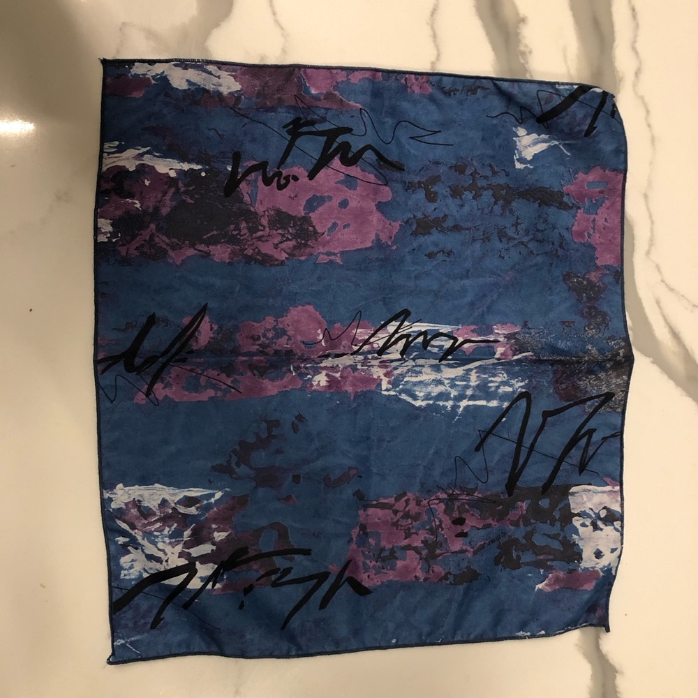 Vintage Abstract Blue and Purple Pocket Square
